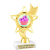 Cupcake themed trophy.  6" tall with choice of cupcake artwork.  Includes free engraved trophy plate   (ph27