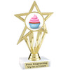 Cupcake themed trophy.  6" tall with choice of cupcake artwork.  Includes free engraved trophy plate   (ph30