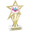Cupcake themed trophy.  6" tall with choice of cupcake artwork.  Includes free engraved trophy plate   (ph30