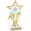 Cupcake themed trophy.  6" tall with choice of cupcake artwork.  Includes free engraved trophy plate   (ph30