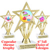 Cupcake themed trophy.  6" tall with choice of cupcake artwork.  Includes free engraved trophy plate   (ph30