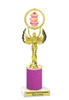 Cupcake trophy with Hot Pink Glitter column.  Choice of cupcake artwork and trophy height.  80087