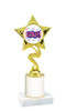 Patriotic theme trophy with glitter column.  Choice of artwork, glitter color and trophy height - 80106