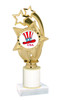 Patriotic theme trophy with glitter column.  Choice of artwork, glitter color and trophy height - ph55