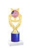 Patriotic theme trophy with glitter column.  Choice of artwork, glitter color and trophy height - ph97