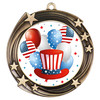 Patriotic Medal with choice of artwork. Antique Gold  2 3/4" medal includes free neck ribbon