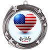 Patriotic Medal with choice of artwork. Antique Silver  2 3/4" medal includes free neck ribbon