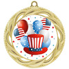Patriotic Medal with choice of artwork. Gold  2 3/4" medal includes free neck ribbon - 938G