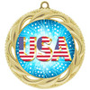 Patriotic Medal with choice of artwork. Gold  2 3/4" medal includes free neck ribbon - 938G