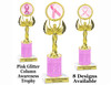 Awareness theme trophy.  Pink Glitter column with choice of art work.  Numerous heights available. 80087