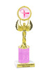 Awareness theme trophy.  Pink Glitter column with choice of art work.  Numerous heights available. 80087