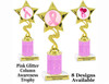 Awareness theme trophy.  Pink Glitter column with choice of art work.  Numerous heights available. 80106