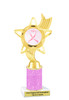 Awareness theme trophy.  Pink Glitter column with choice of art work.  Numerous heights available.  ph27