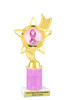 Awareness theme trophy.  Pink Glitter column with choice of art work.  Numerous heights available.  ph27