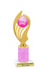 Awareness theme trophy.  Pink Glitter column with choice of art work.  Numerous heights available.  ph102