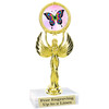 Butterfly theme trophy with choice of 8 artwork designs.  6" tall.   (80087