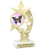 Butterfly theme trophy with choice of 8 artwork designs.  6" tall.   (h208