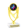 Butterfly theme trophy with choice of 8 artwork designs.  6" tall.   (ph28