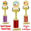 Summer - Beach theme trophy.  Choice of trophy height, column color and base. (80087