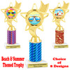 Summer - Beach theme trophy.  Choice of trophy height, column color and base. (ph27