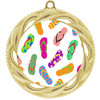 Flip Flop theme medal.  Gold medal finish.  Choice of 6 designs. Includes free engraving and neck ribbon  (938g