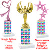 Sequin  pattern  trophy with choice of trophy height and figure - sequin 002