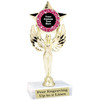 Custom trophy with sequin design artwork.  Choice of 6 colors.  6" tall.  (7517