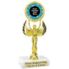 Custom trophy with sequin design artwork.  Choice of 6 colors.  6" tall.  (80087