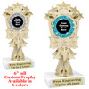 Custom trophy with sequin design artwork.  Choice of 6 colors.  6" tall.  mf3260