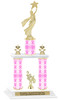 Pink Ribbon- awareness  theme 2-Column trophy.  Numerous trophy heights and figures available  (002