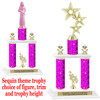 Sequin  theme 2-Column trophy.  Numerous trophy heights and figures available  (001