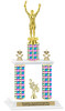 Sequin  theme 2-Column trophy.  Numerous trophy heights and figures available  (002