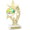 Birthday theme trophy with choice of art work. Great party favor!  6" tall  (h208