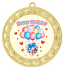 Birthday  theme medal.  Choice of 8 designs.  Includes free engraving and neck ribbon.  (bday - 935g