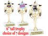 Graduation theme  trophy with choice of art work.   6" tall  7517