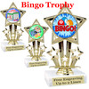 BINGO!  trophy.  6"tall with choice of insert design.  Great award for your Bingo games and  Family Game Nights! 767