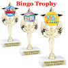 BINGO!  trophy.  6"tall with choice of insert design.  Great award for your Bingo games and  Family Game Nights! 7517