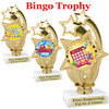 BINGO!  trophy.  6"tall with choice of insert design.  Great award for your Bingo games and  Family Game Nights! ph55