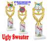 Ugly Sweater theme trophy. Choice of art work.  Multiple trophy heights available.  ph97