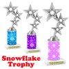 Snowflake theme trophy.  Great for you Winter themed events! Silver stars