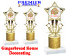 Gingerbread House theme trophy. Gold Glitter Column.  Great for your Holiday events, contests and parties