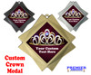 Custom Crown medal.  3" Diamond medal with your custom text.
