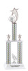 Custom  2 Column Trophy - Available in multiple heights and column colors.  Upload your logo.  Silver trim and figure.  6061-s