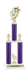 Custom  2 Column Trophy - Available in multiple heights and column colors.  Upload your logo.  Gold trim and figure.  f649