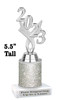 5  1/2" tall trophy with choice of  glitter column color.  Great for side awards and participation.  Silver Year