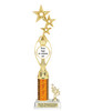 Custom trophy.  Add you logo or custom art work for a unique award.  Trophy heights starts at 14" tall - gold 3 stars