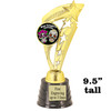 9.5" tall  Halloween  theme trophy.  Choice of art work.  9 designs available.  91546