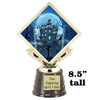 8.5" tall  Halloween  theme trophy.  Choice of art work.  9 designs available.  5095g