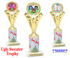 Ugly Sweater theme trophy. Choice of art work.  Multiple trophy heights available.  h501