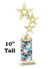 Santa theme trophy. Choice of figure.  10" tall - Great for all of your holiday events and contests. 1